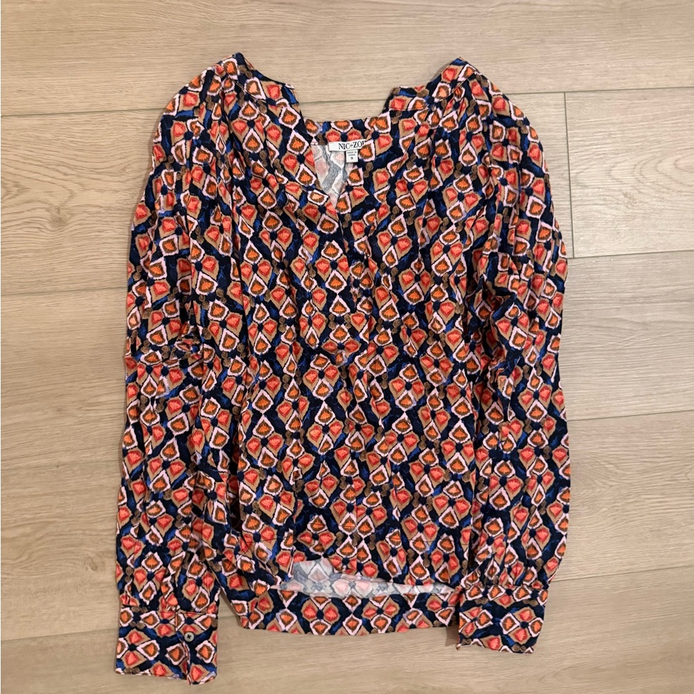 NIC+ZOE Multicolor Geometric Blouse